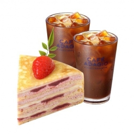 파리바게뜨  딸기 크레이프 세트(딸기 크레이프 케이크(조각)+아이스 아메리카노 2잔)